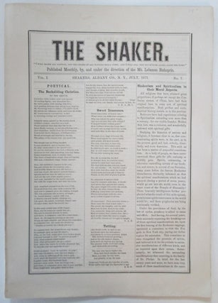 Item #008936 The Shaker. July, 1871. Vol. 1, No. 7. Authors