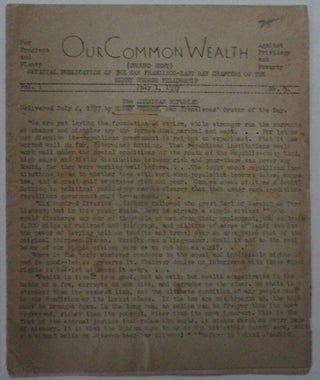 Item #010025 Our Common Wealth. July 1, 1937. Vol 1. No. 5. Official Publication of the San...