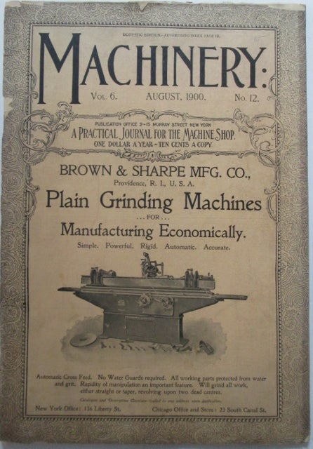 Item #010493 Machinery. A practical journal for mechanists and engineers. August, 1900. Authors.