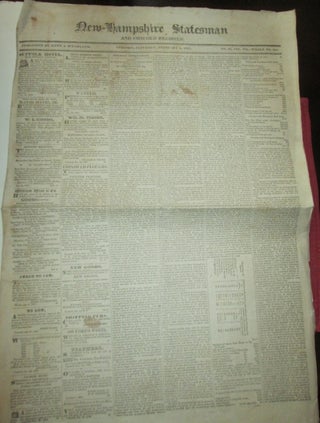 Item #010528 New Hampshire Statesman and Concord Register. Saturday, February 5, 1831. With a...