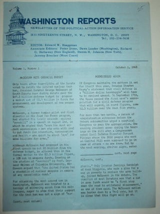 Item #010739 Washington Reports. Newsletter of the Political Action Information Service. Volume...