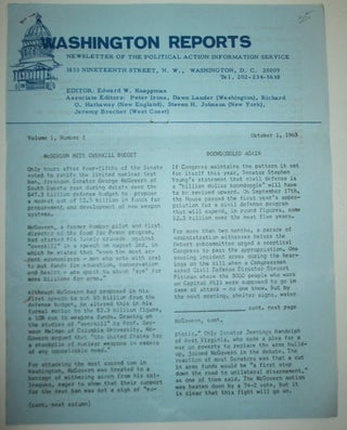 Item #010739 Washington Reports. Newsletter of the Political Action Information Service. Volume...