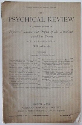 Item #011236 The Psychical Review. A Quarterly journal of Psychical Science and organ of the...