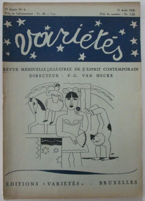 Item #011592 Varietes. Revue Mensuelle Illustree de L'esprit Contemporain. 15 Aout 1928. 1re Annee No. 4. Paul Gustave Van Hecke.