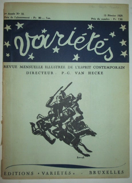 Item #011669 Varietes. Revue Mensuelle Illustree de L'esprit Contemporain. 15 Fevrier 1929. 1re Annee No. 10. Fernand Leger, Georg Kaiser, Paul Gustave Van Hecke.