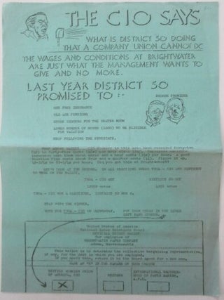 Item #011674 The CIO Says What is District 50 Doing that a Company Union Cannot Do. Small...