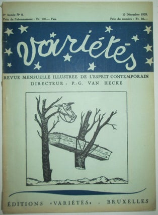 Varietes. Revue Mensuelle Illustree de L'esprit Contemporain. 15 Decembre 1929. 2e Annee No. 8. Tristan Tzara, George Grosz, Magritte.
