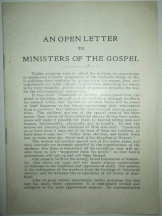 Item #012038 An Open Letter to Ministers of the Gospel. given