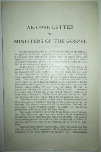 Item #012038 An Open Letter to Ministers of the Gospel. given.