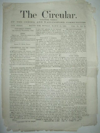 Item #012204 The Circular. New Series. Mount Tom, Monday, March 12, 1866. Vol. II., No. 52....