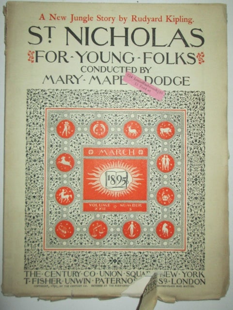 Item #012279 St. Nicholas For Young Folks. With The King's Ankus, a New Jungle Story. March 1895. Rudyard Kipling, Howard Pyle, Palmer Cox.