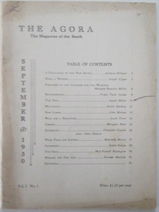Item #012384 The Agora. The Magazine of the South. September 1930. Vol. 1. No. 1. Norman Macleod,...