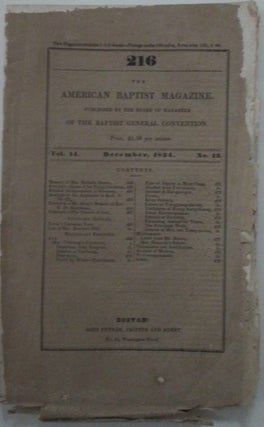 Item #012859 The American Baptist Magazine. December, 1834. authors