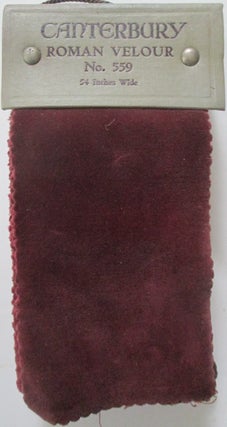 Item #013001 Roman Velour Fabric Swatch Sample Book. Marshall Field and Co. Given