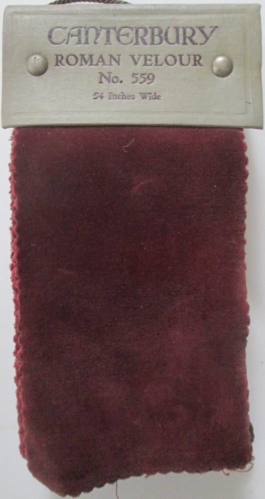 Item #013001 Roman Velour Fabric Swatch Sample Book. Marshall Field and Co. Given.