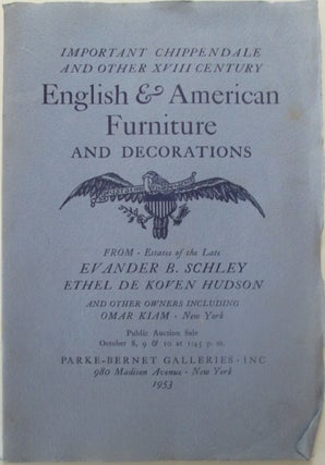Item #013704 Important Chippendale and Other XVIII Century English and American Furniture and...