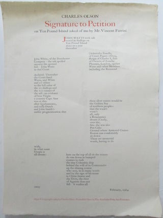 Item #013887 Signature to Petition on Ten Pound Island asked of me by Mr. Vincent Ferrini....