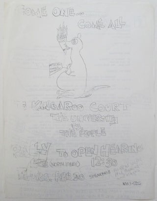 Item #013900 Come One… Come All to Kangaroo Court. The University vs. The People. Rally to Open...