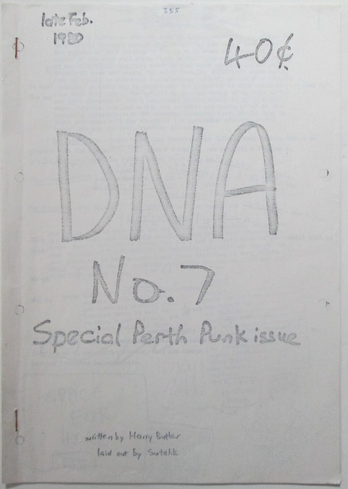 Item #014044 DNA No. 7. Late Feb. 1980. Special Perth Punk Issue. Harry Butler.
