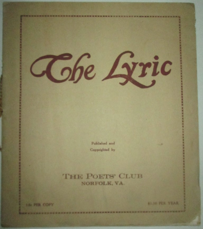 Item #014089 The Lyric. August 1923. Vol. 3 No. 8. Witter Bynner.