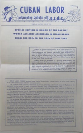 Item #014112 Cuban Labor. Informative Bulletin of F.O.R.D.C. Special Edition, June, 1965. given