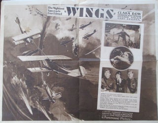Item #014221 Advertising poster style paper for the 1927 Silent Film, Wings. given