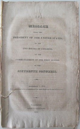 Item #014277 Message From the President of the United States, to the Two Houses of Congress, at...