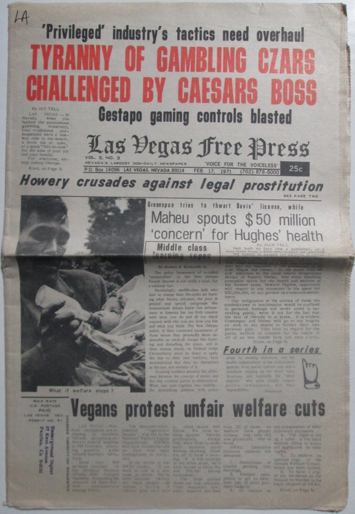 Item #014712 Las Vegas Free Press. Feb 17., 1971. Vol. 2. No. 3. authors.