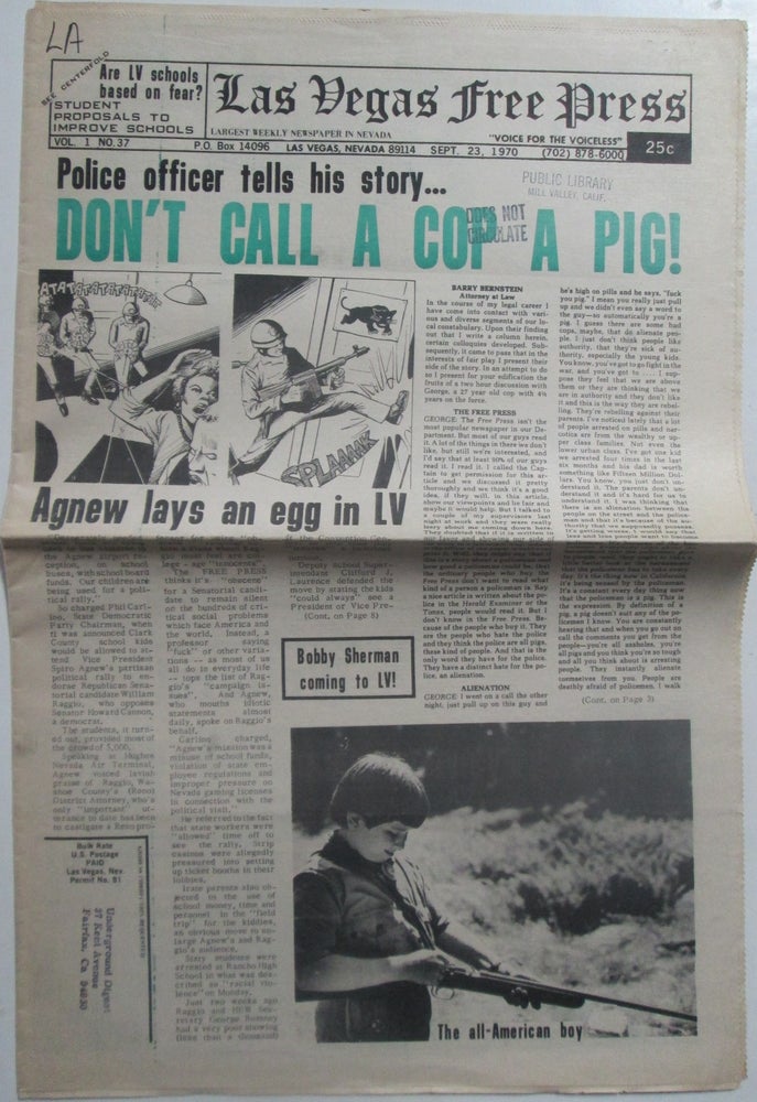 Item #014717 Las Vegas Free Press. Sept 23, 1970. Vol. 1. No. 37. authors.