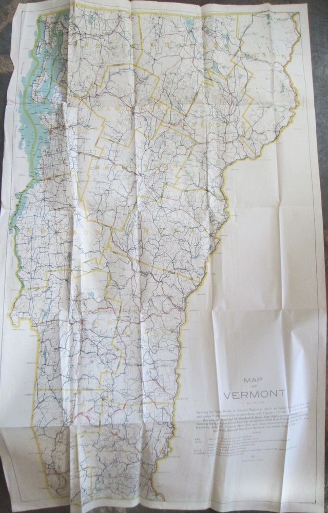 Item #014741 Map of Vermont, Showing the State Roads (etc.) for the Fiscal Year Ending June 30, 1916. given.