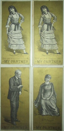Item #014888 Four Theatre Trade/Advertising cards depicting characters in My Partner. given