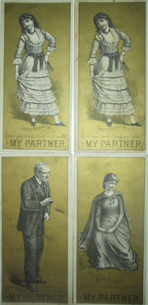 Item #014888 Four Theatre Trade/Advertising cards depicting characters in My Partner. given.