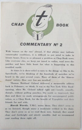 Item #014920 The Typophile's Chap Book. Commentary Number 2. authors