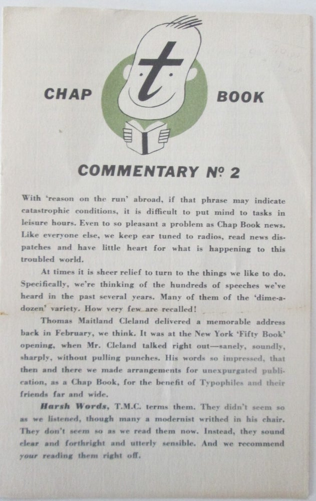Item #014920 The Typophile's Chap Book. Commentary Number 2. authors.