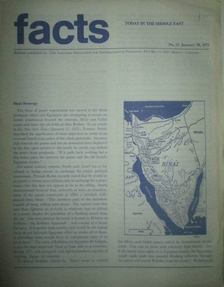 Item #015237 Facts Today in the Middle East. No. 15-January 30, 1975. given.