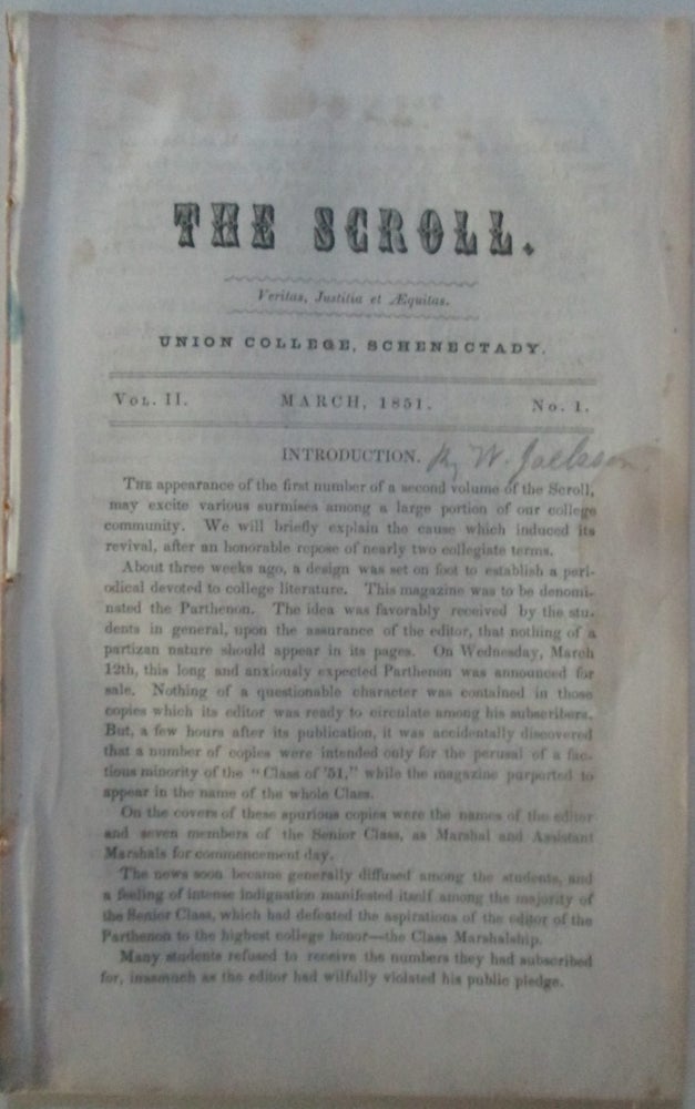 Item #015407 The Scroll. March, 1851. Vol. II., No. 1. Authors.