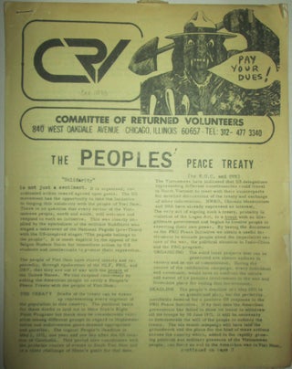 Item #015624 Committee of Returned Volunteers. CRV National Newsletter December, 1970. Authors
