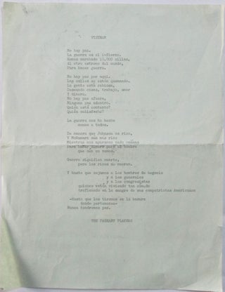 Item #015738 Vietnam. Anti-War Poem/Song. Pageant Players