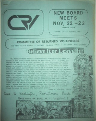 Item #015903 Committee of Returned Volunteers. CRV National Newsletter October 1970. Authors
