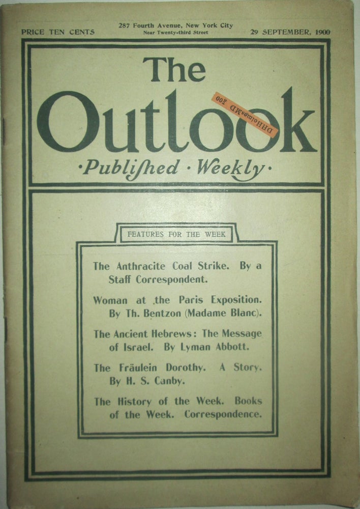 Item #015920 The Outlook. 29 September, 1900. authors.