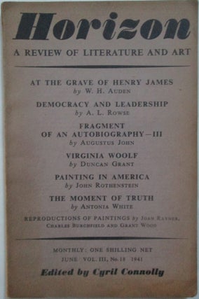 Item #015957 Horizon. A Review of Literature and Art. June, 1941. W. H. Auden, Augustus John,...
