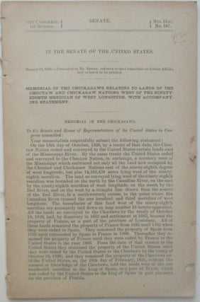Item #016284 Memorial of the Chickasaws Relating to Lands of the Choctaw and Chickasaw Nations...