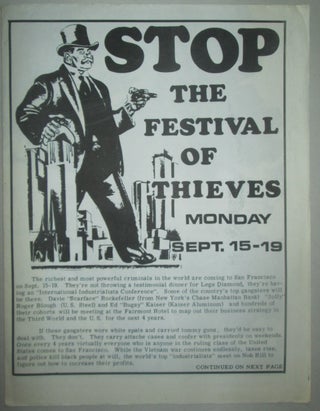 Item #016479 Stop the Festival of Thieves. Sept. 15-19 Event Poster, Booklet. Students for a....