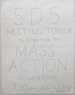 Item #016498 SDS Meeting Tonight to Organize for Mass Action Tomorrow Flier. Given