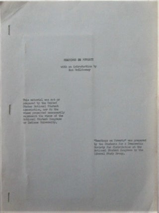 Item #016570 Readings on Poverty. Ken McEldowney, introduction