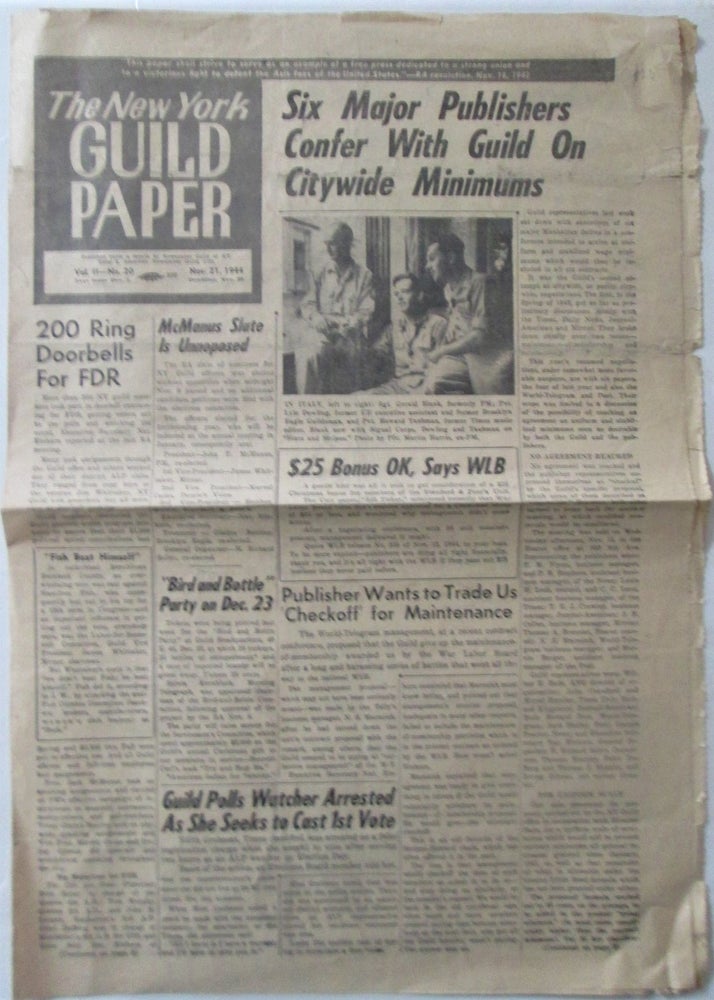 Item #016600 The New York Guildpaper (Guild Paper). Nov. 21, 1944. authors.
