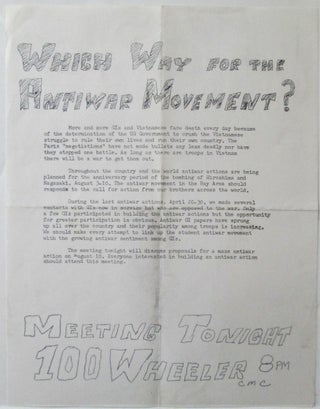 Item #016601 Which Way for the Antiwar Movement? Meeting Flier. Given