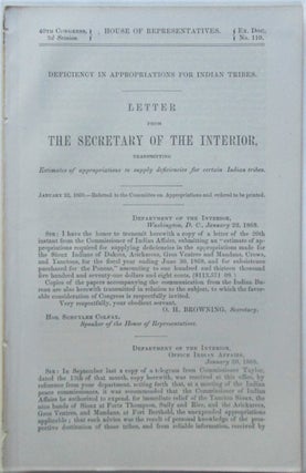 Item #016710 Deficiency in Appropriations for Indian Tribes. Letter from the Secretary of the...