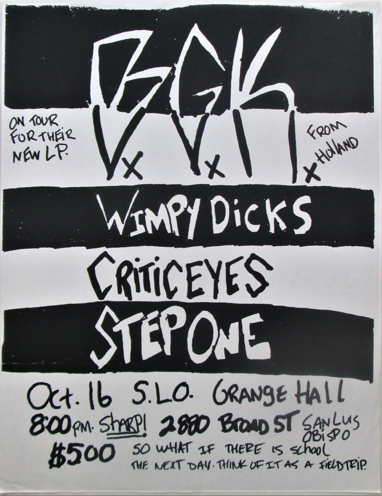 Item #016735 B.G.K., Wimpy Dicks, Criticeyes, Step One Concert Flier. given.