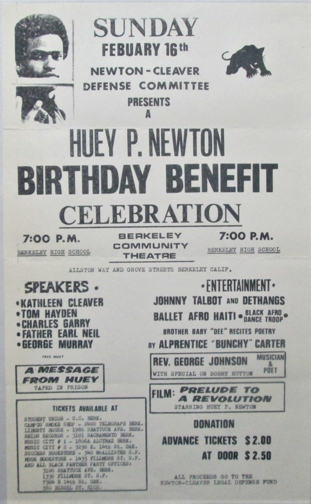 Item #016777 A Huey P. Newton Birthday Benefit Celebration. Flier. given.
